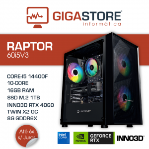 Desktop Gaming RAPTOR-60i5V3 I5 14400F 16GB RAM 1TB SSD W11